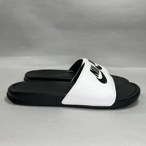 Nike Benassi Sandals Men's 14 Black White Just Do It Athletic Slide Flip‎ Flops